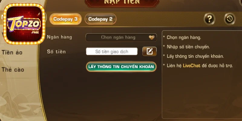 Topzo Nhà Cái Đổi Thưởng Được Nhiều Người Tin Tưởng Nhất 2025 7 Các thao tác nạp tiền vào tài khoản cơ bản nhất