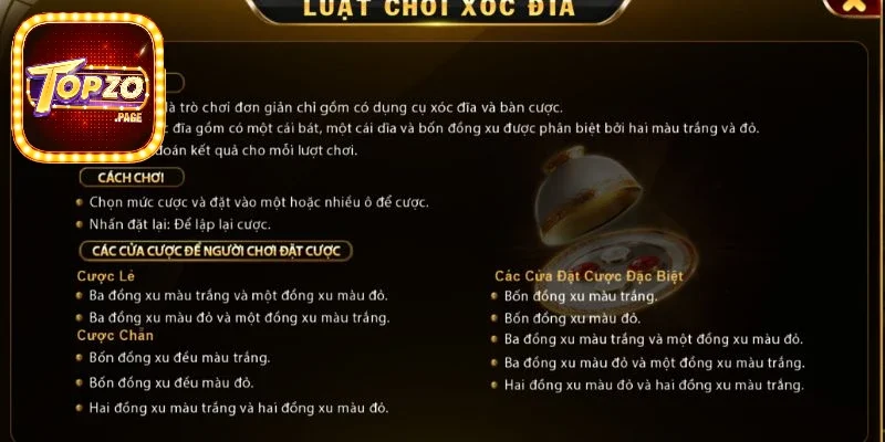 Hướng dẫn cách Xóc Đĩa online tại Topzo